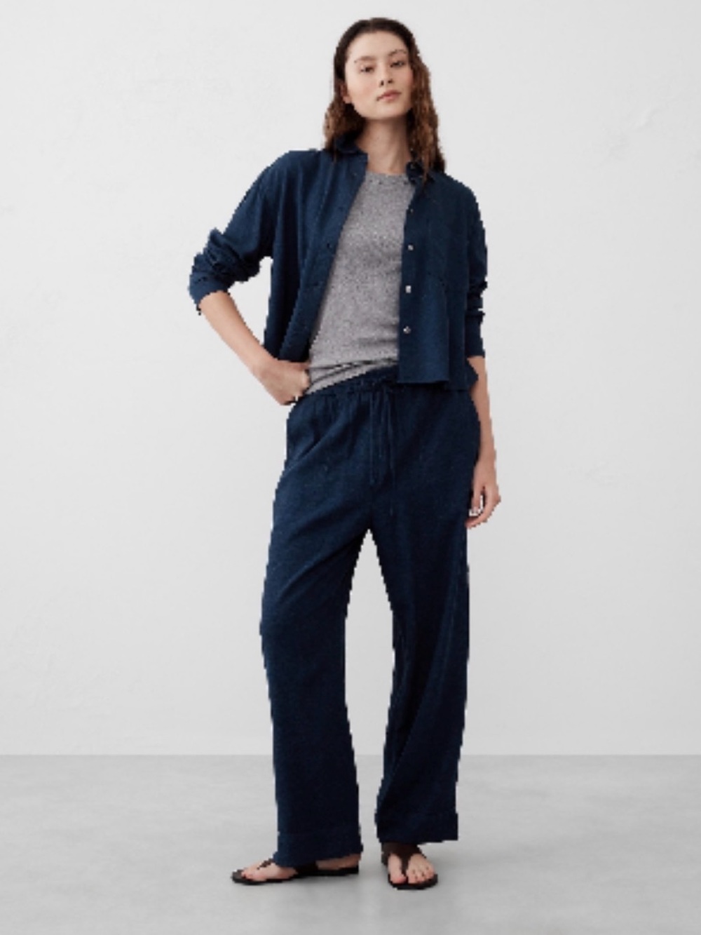 Banana Republic Straight Linen-Blend Pull-On Pant Size Large NWT